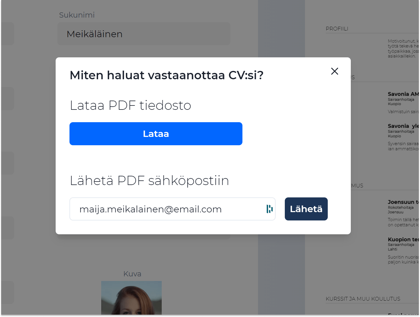 Lataa ansioluettelo kätevästi PDF muodossa