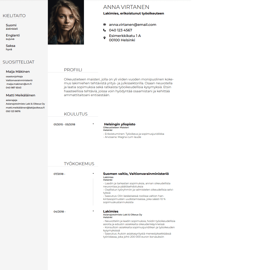 Premium CV-malli