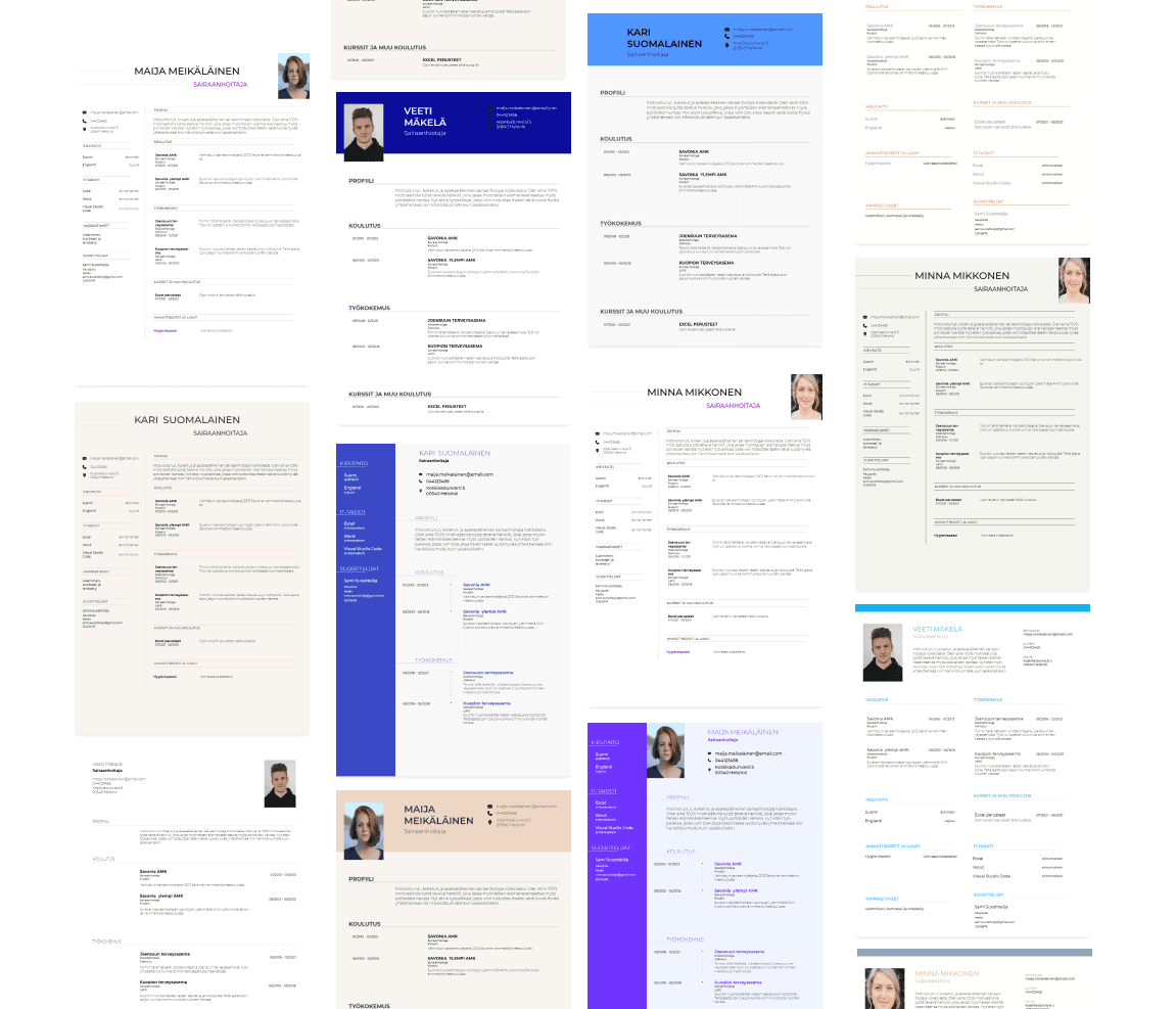 Parhaat cv pohjat netissä