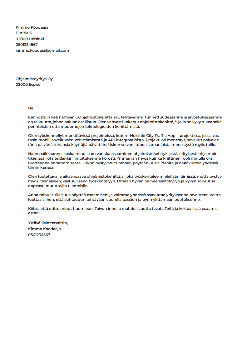 parhaat cv pohjat netissä