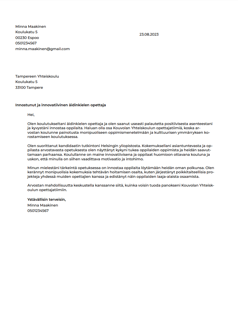 parhaat cv pohjat netissä