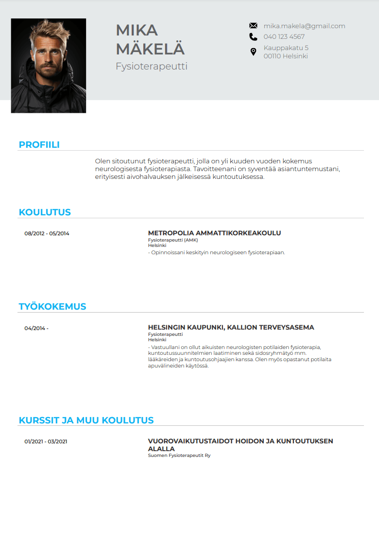 parhaat cv pohjat netissä
