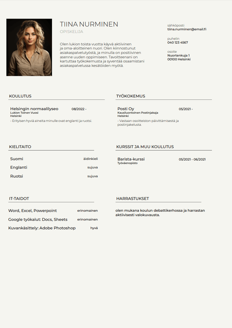 parhaat cv pohjat netissä