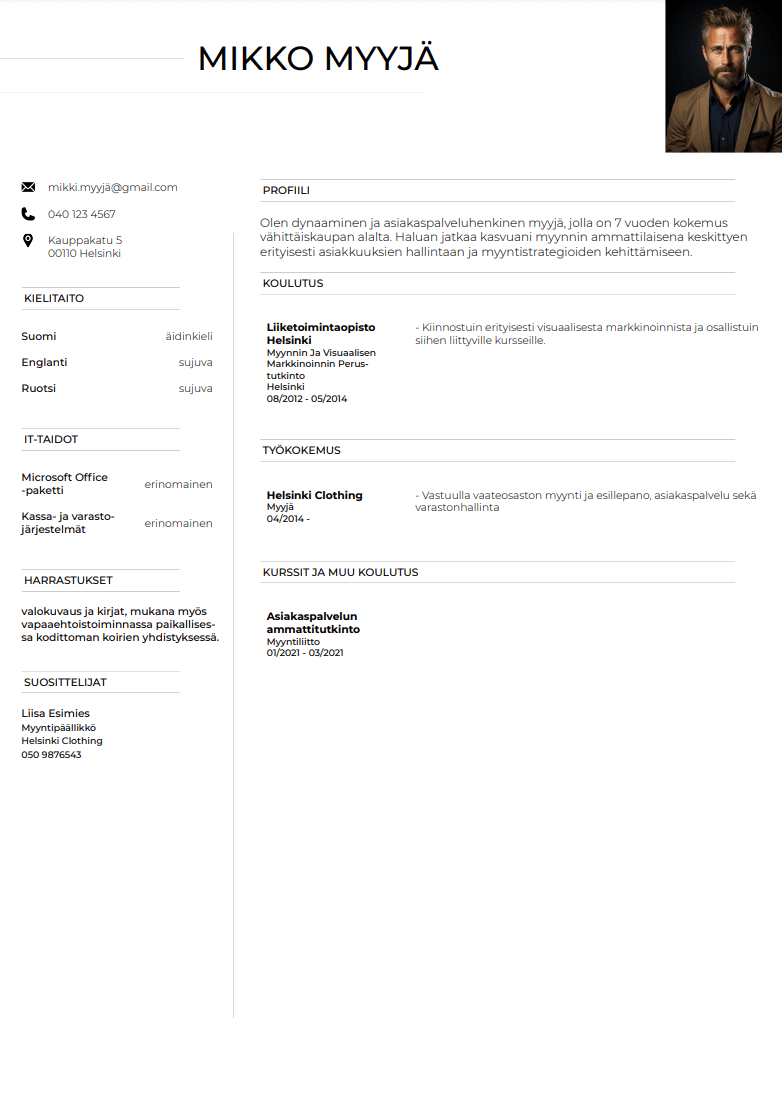 parhaat cv pohjat netissä