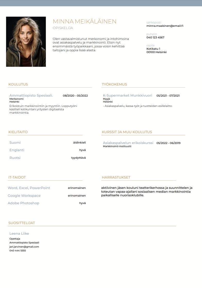 parhaat cv pohjat netissä