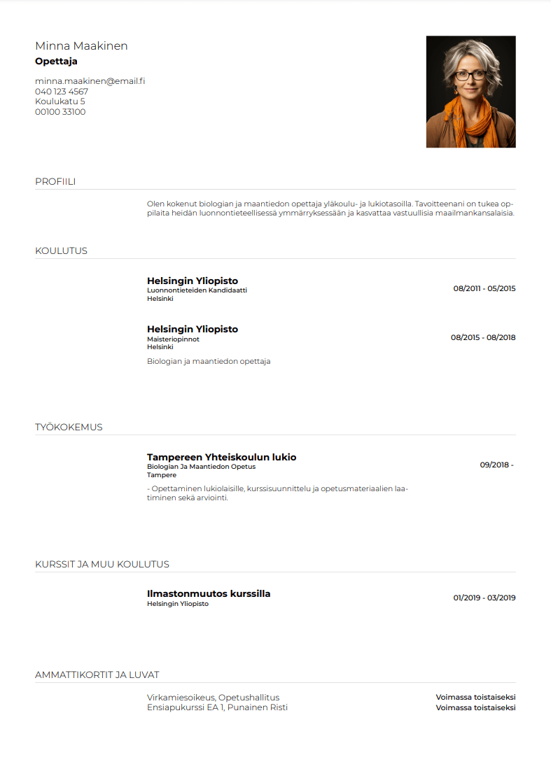 parhaat cv pohjat netissä