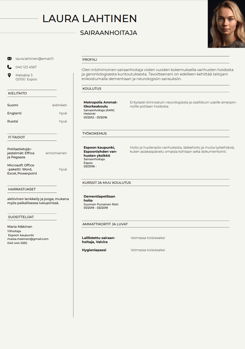 parhaat cv pohjat netissä