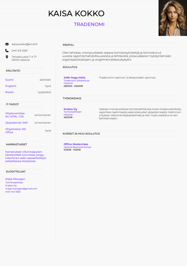 parhaat cv pohjat netissä